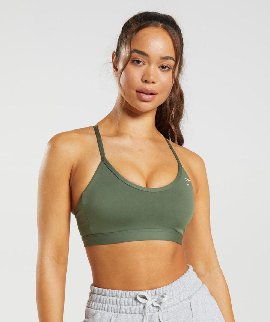 Gymshark V Neck Ženske Sportski Grudnjak Maslinasto Zelene | HR 3392MQZ